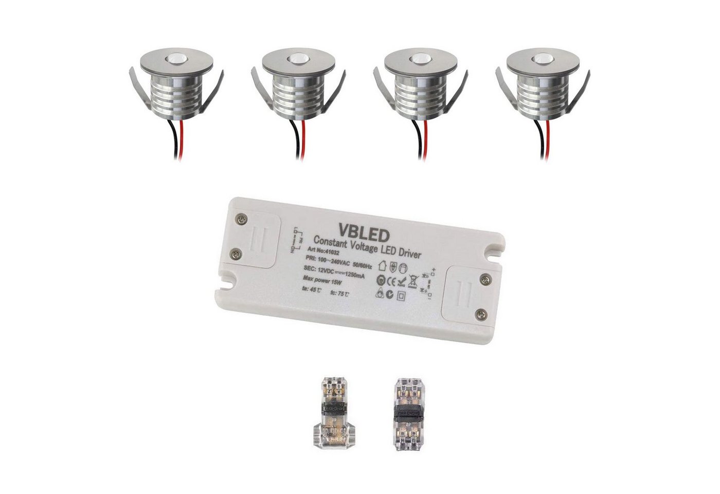 VBLED LED Einbauleuchte 3W Mini Spot "NOVOS"- 12V VDC - IP44 - 3000K, LED fest integriert, warmweiß von VBLED