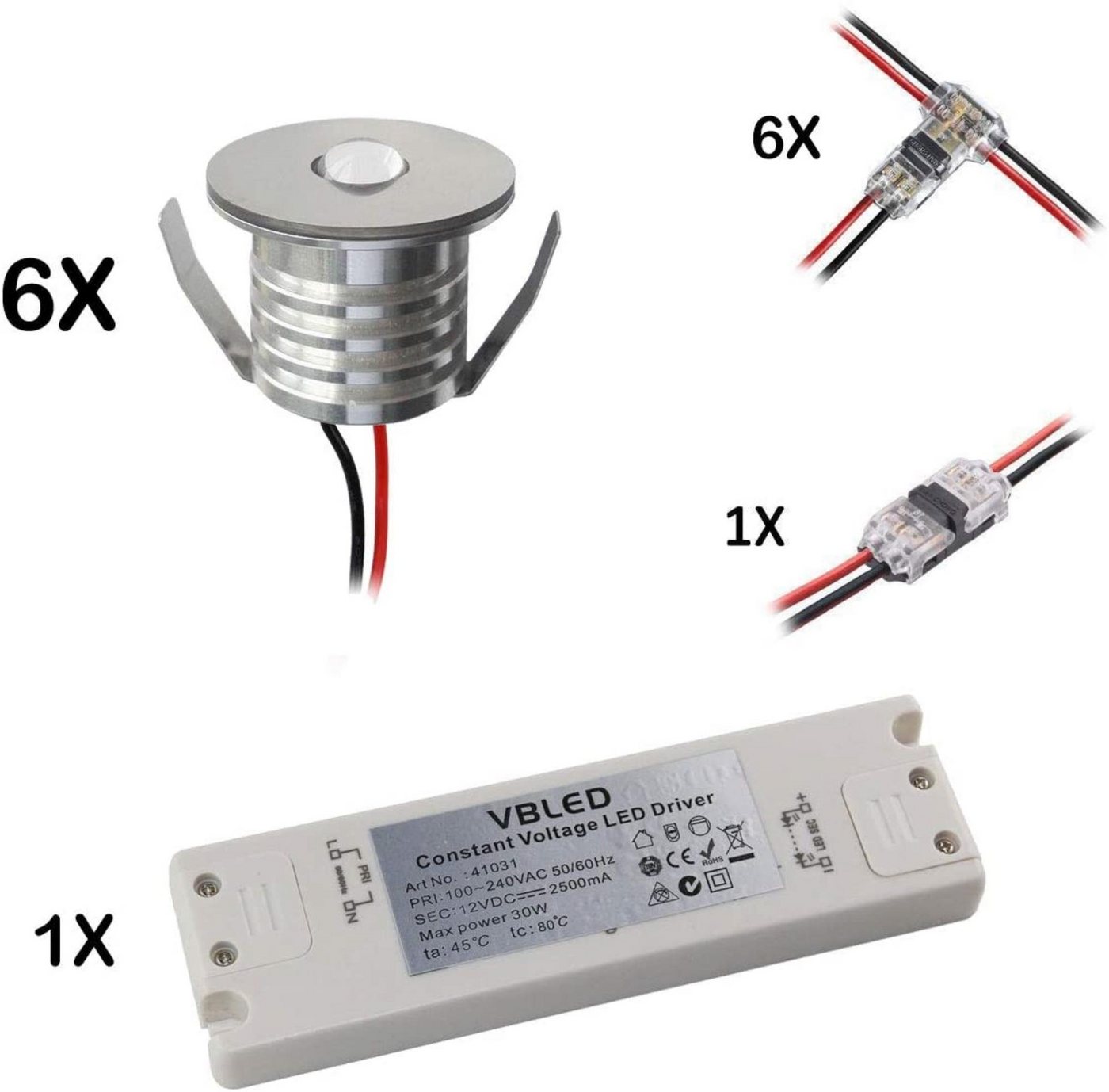 VBLED LED Einbauleuchte 3W Mini Spot NOVOS"- 12V VDC - IP44 - 3000K, LED fest integriert, warmweiß" von VBLED