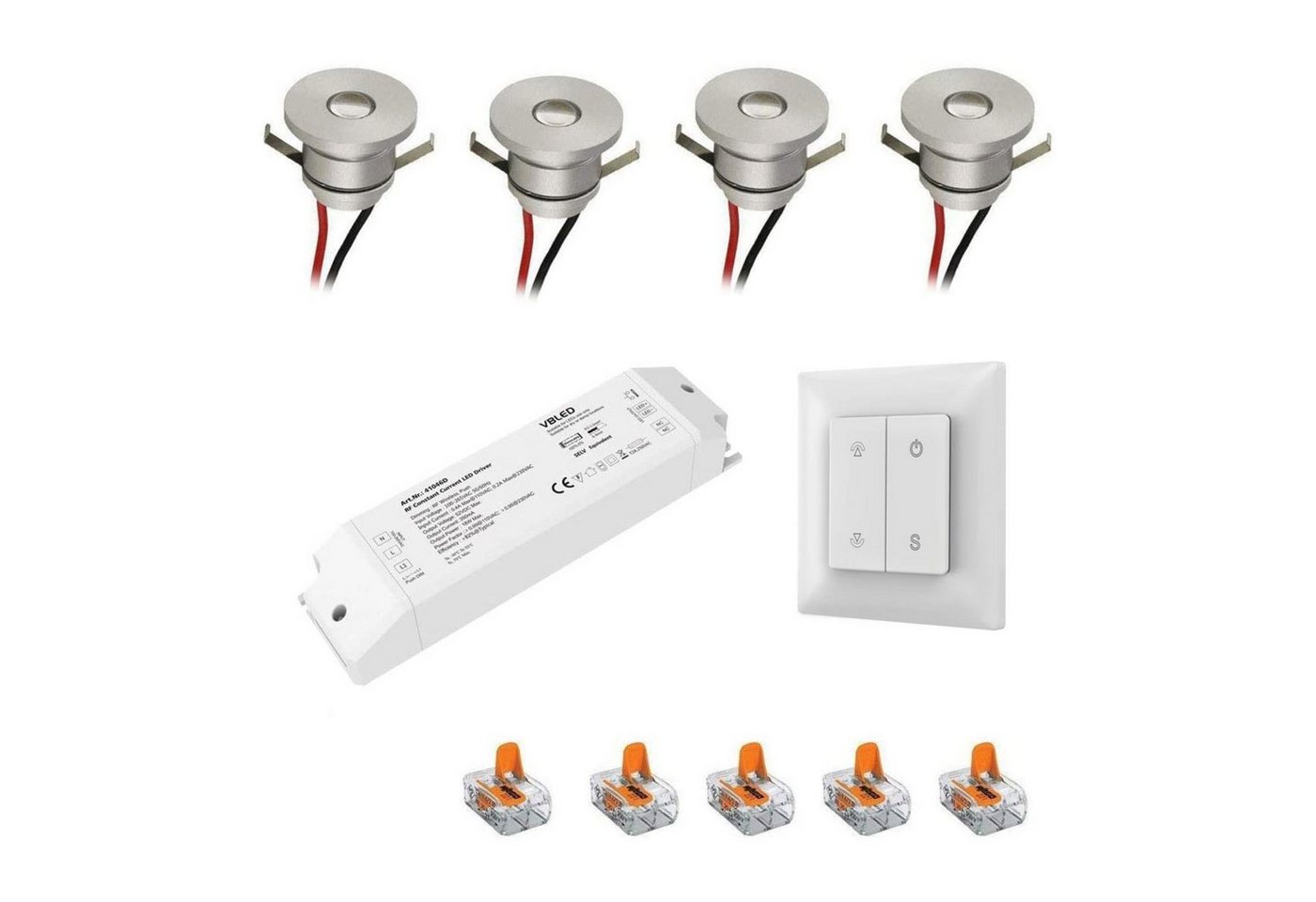 VBLED LED Einbauleuchte ALDYNE" 1W LED Mini Einbauspot 350mA IP44 Warmweiß Funk- SET, LED fest integriert, Warmweiß" von VBLED