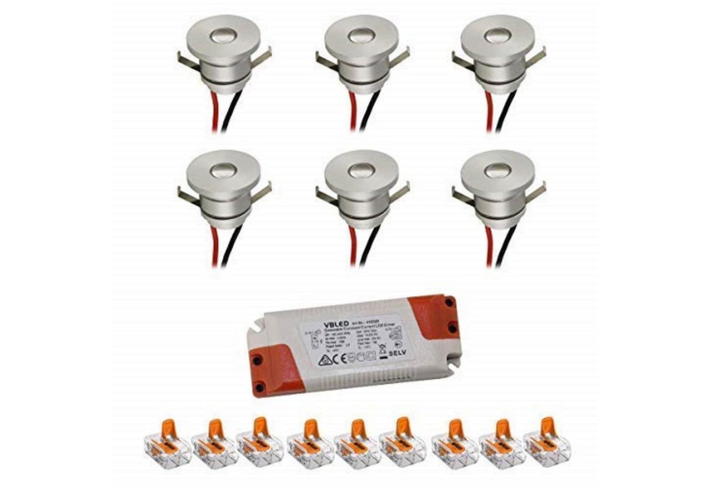 VBLED LED Einbaustrahler ALDYNE" 1W LED Mini Einbauspot 350mA IP44 Warmweiß - SET, LED fest integriert, Warmweiß" von VBLED