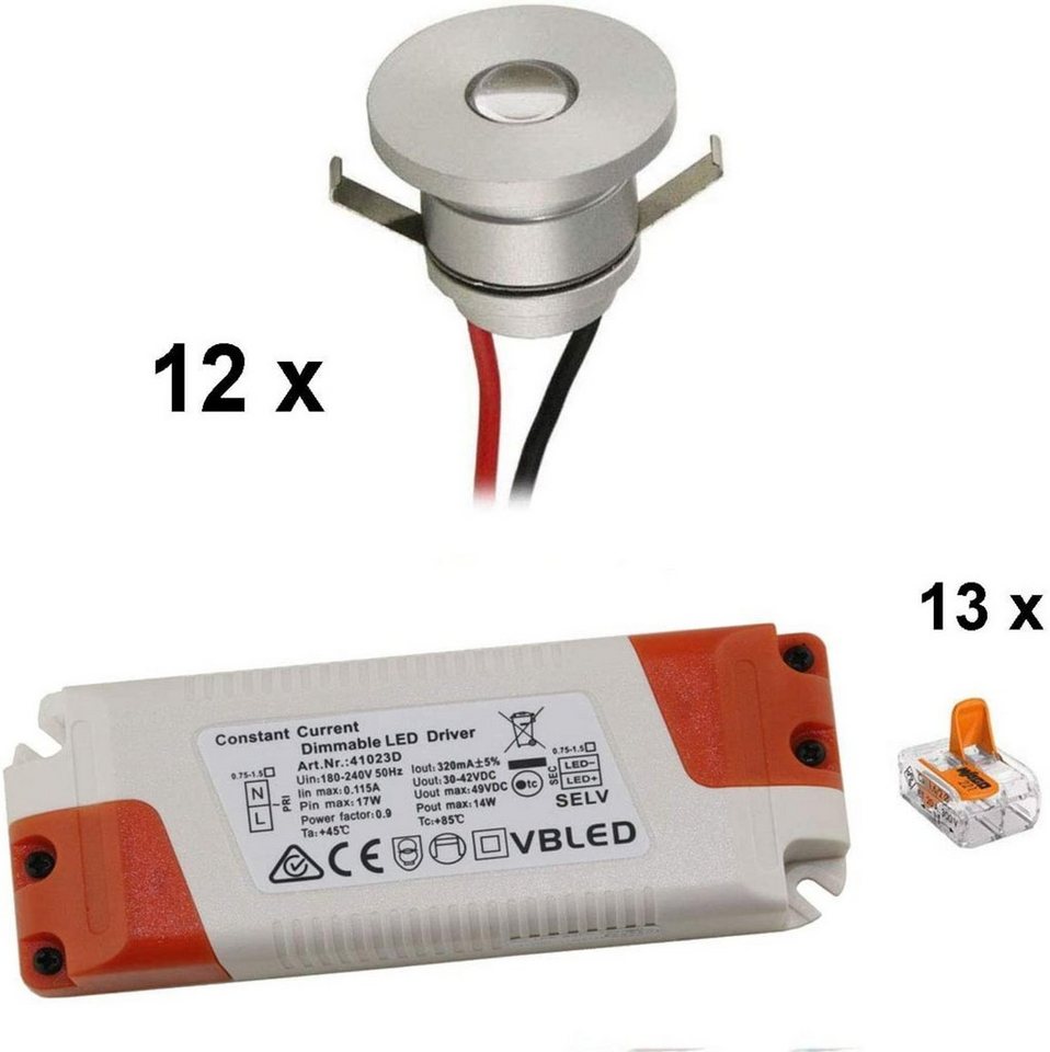 VBLED LED Einbaustrahler ALDYNE" 1W LED Mini Einbauspot 350mA IP44 Warmweiß - SET, LED fest integriert, warmweiß" von VBLED