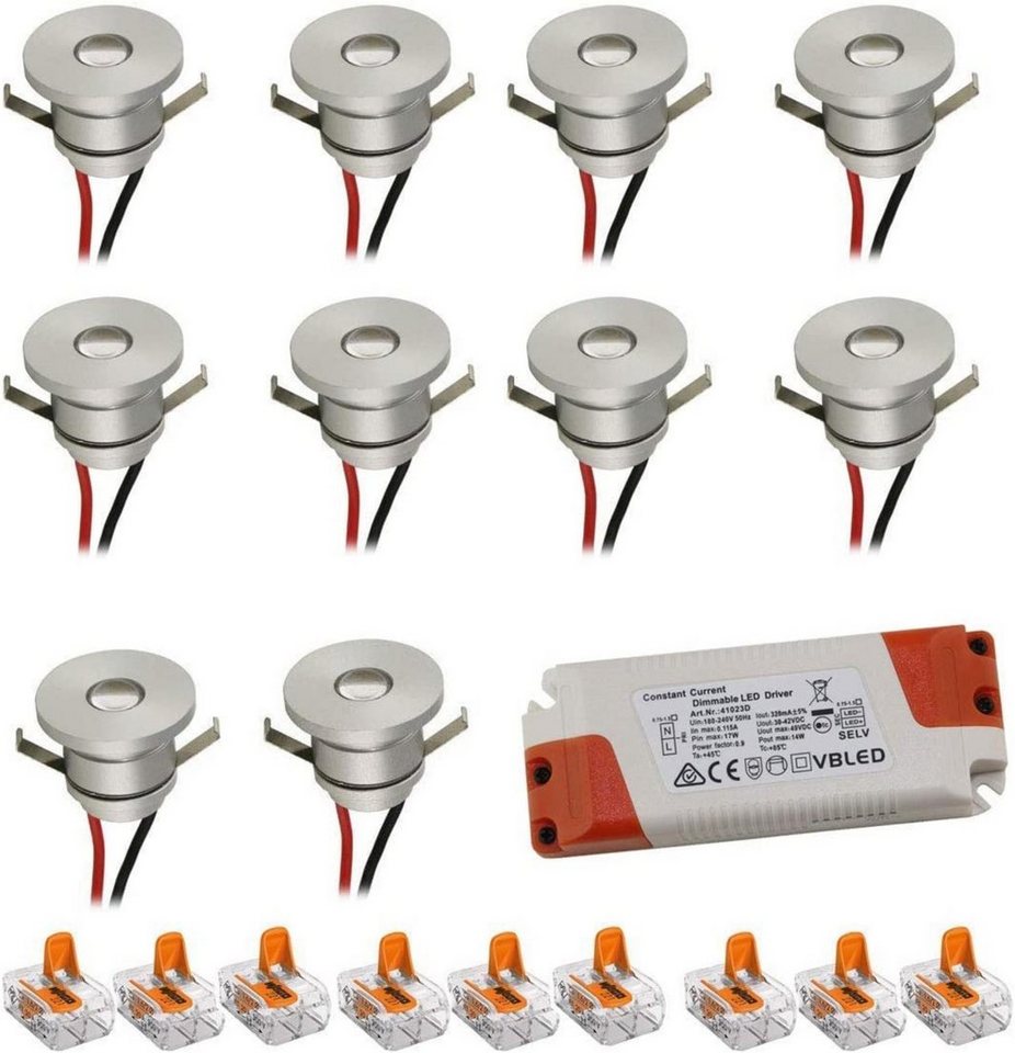 VBLED LED Einbaustrahler ALDYNE" 1W LED Mini Einbauspot 350mA IP44 Warmweiß - SET, LED fest integriert, warmweiß" von VBLED