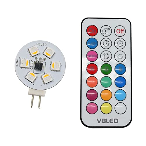 VBLED LED Leuchtmittel RGB+WW Stiftsockellampe mit IR-Fernbedienung G4-0.4W von VBLED