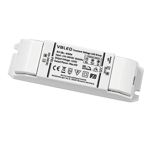 VBLED LED Trafo Konstantspannung 6W 12VDC Netzteil IP20 Treiber für LED Leuchtmittel Beleuchtung mit 3 Stufen (10%-50%-100%) dimmbar… von VBLED