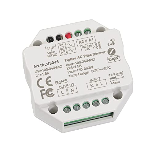 VBLED ZigBee 2.4G Funk Controller 230V Unterputz Dimm-Aktor Dimm-Schalter max. 200W LED 400W Halogen Kompatibel mit iNatus Fernbedienung von VBLED