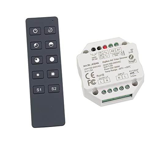 ZigBee Funk Controller 230V Unterputz Dimm-Aktor Dimm-Schalter mit 2.4G Fernbedienung von VBLED