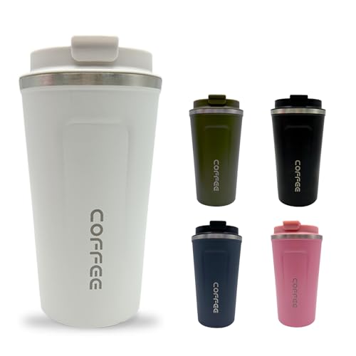 VBLL Isolierte Kaffeetasse zum Mitnehmen, 17oz Reise-Kaffeebecher mit auslaufsicherem Deckel, Vakuum-Edelstahl doppelwandiger Thermo-Auto-Kaffeebecher für heiße kalte Eisteegetränke von VBLL