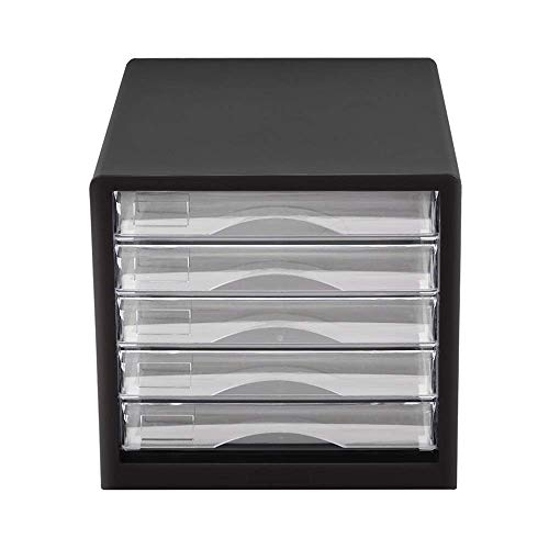VBNCUUIOPO Home Office Schränke Aktenschrank Datenschrank Schreibtisch Multifunktions Mehrzweck-Schublade Tisch Trennwand fünf Schichten Schublade Aktenschrank (Farbe: Schwarz, Größe: 34,4 x 27,7 x von VBNCUUIOPO
