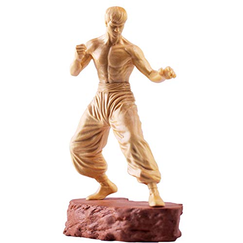 VBNHGF Miniatur Ornamente Holzschnitzerei Bruce Lee Fertig Autodekorationen Für Heimdekorationen 1 Stück braun von VBNHGF