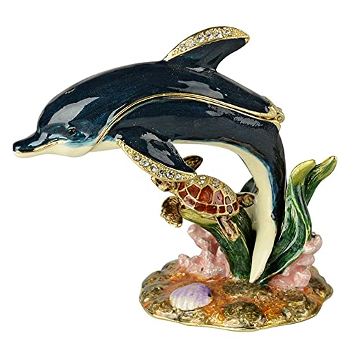 Skulpturen Harz Delfin-Schmuckkästchen Metallbox Faltbare Souvenir-Box Nautisches Handwerk von VBNHGF