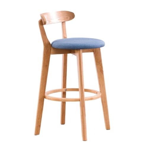 VBNYBA Bar StüHle Barhocker, Massivholz, hohe Rückenlehne, Barhocker for Rezeption, moderner, minimalistischer Barstuhl, Kassierer-Barhocker Bar Chair (Color : Blue, Size : A) von VBNYBA
