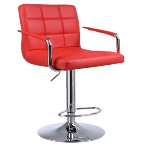 VBNYBA Bar StüHle Barstuhl, einfacher Hebedrehstuhl, Rückenlehne, Kassiererstuhl, Rezeptionsstuhl, hoher Hocker, Bürocomputerstuhl Bar Chair (Color : Red, Size : B) von VBNYBA