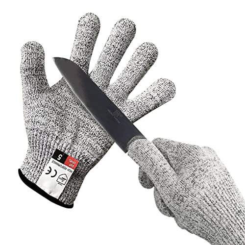 VBNZBK 2 Paar Schnittfeste Handschuhe, Schnittschutzhandschuhe, Gartenhandschuhe Kinder, Lebensmittelsicherheits, Arbeitsschutzhandschuhe der Klasse 5 für den Arbeitsschutz im Freien(M) von VBNZBK