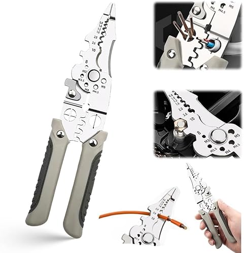 VBNZBK Multifunctional Wire Stripper, Multifunktionale Abisolierzange Crimper Kabelschneider Zange, Elektriker-Zange, Professionelle Elektriker Zangenwerkzeuge und Kabelabisolierer von VBNZBK