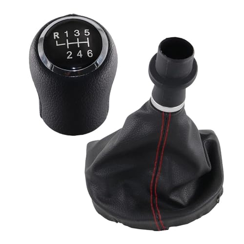 VBPBHFFNMW Leder-Schaltknauf Kofferraumhebel Schalthebel Staubschutzhülle passend for VW Transporter Multivan Caravelle T6 T7 2016–2020 rote Linie Schaltknauf(6 speed black) von VBPBHFFNMW