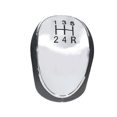 VBPBHFFNMW Leder-Schaltknauf Schalthebelabdeckung passend for Ford Mondeo MK4 Focus MK2 MK3 C-Max S-Max I II Kuga Galaxy Schaltknauf(5 speed silver) von VBPBHFFNMW