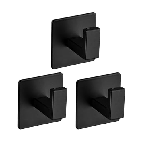VBPCEFZTLK 1/6 Stück Starke selbstklebende Wandhaken for Schlüssel, Taschen, Dusche, Bademantel, Kleiderbügel, Handtuchhalter, Küche, Bad Haushaltshaken(Black-3pcs) von VBPCEFZTLK