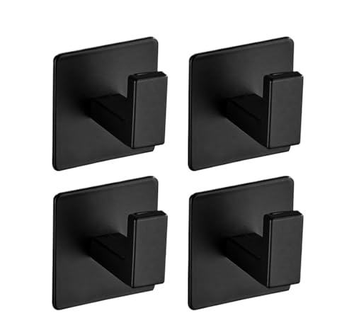 VBPCEFZTLK 1/6 Stück Starke selbstklebende Wandhaken for Schlüssel, Taschen, Dusche, Bademantel, Kleiderbügel, Handtuchhalter, Küche, Bad Haushaltshaken(Black-4PCS) von VBPCEFZTLK