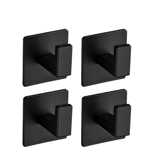 VBPCEFZTLK 1-4 stücke Starken Klebstoff Wand Haken Aufkleber Hängen Garderobe Kleiderbügel Dusche Robe Haken Küche Bad Handtuch Haken halter Haushaltshaken(4pc-Black) von VBPCEFZTLK