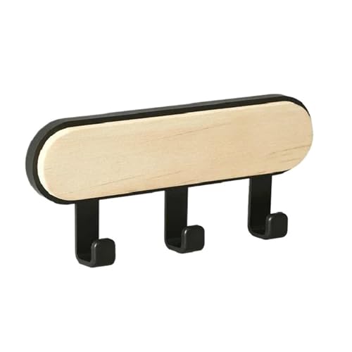 VBPCEFZTLK Hut-Schal-Aufbewahrungs-Organizer, Wandhaken aus Holz, selbstklebend, Schlüsselring-Rack, Tür-Wandaufhänger, Haushälterin, Wandmontage Haushaltshaken(Three black) von VBPCEFZTLK