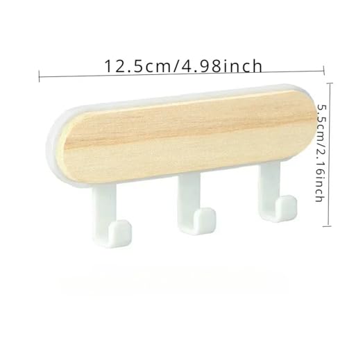 VBPCEFZTLK Hut-Schal-Aufbewahrungs-Organizer, Wandhaken aus Holz, selbstklebend, Schlüsselring-Rack, Tür-Wandaufhänger, Haushälterin, Wandmontage Haushaltshaken(Three white) von VBPCEFZTLK