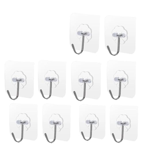 VBPCEFZTLK Transparente, selbstklebende Wandhaken, robuster Mehrzweck-Wandhaken, Schlüsselhalter, Handtuchhalter for Küchen- und Badezimmerzubehör Haushaltshaken(10 Pcs) von VBPCEFZTLK