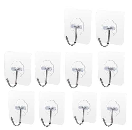 VBPCEFZTLK Transparente, selbstklebende Wandhaken, robuster Mehrzweck-Wandhaken, Schlüsselhalter, Handtuchhalter for Küchen- und Badezimmerzubehör Haushaltshaken(10 Pcs) von VBPCEFZTLK