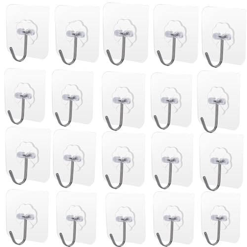 VBPCEFZTLK Transparente, selbstklebende Wandhaken, robuster Mehrzweck-Wandhaken, Schlüsselhalter, Handtuchhalter for Küchen- und Badezimmerzubehör Haushaltshaken(20 Pcs) von VBPCEFZTLK