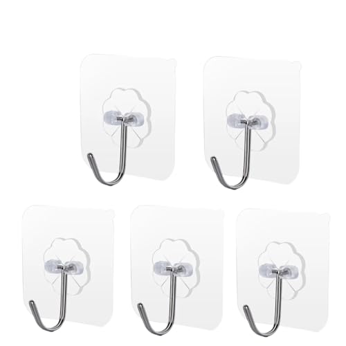 VBPCEFZTLK Transparente, selbstklebende Wandhaken, robuster Mehrzweck-Wandhaken, Schlüsselhalter, Handtuchhalter for Küchen- und Badezimmerzubehör Haushaltshaken(5 Pcs) von VBPCEFZTLK