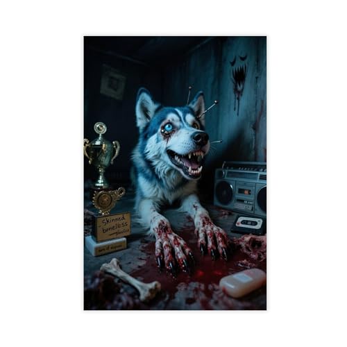 VBQHIR Poster auf Leinwand, Motiv Huskies Mutate Into Terrifying (2), Schlafzimmerdekoration, Landschaftsdekoration, Geschenk, 30 x 45 cm von VBQHIR