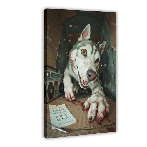 VBQHIR Poster auf Leinwand, Motiv Huskies Mutate into Terrifying, 50 x 75 cm von VBQHIR