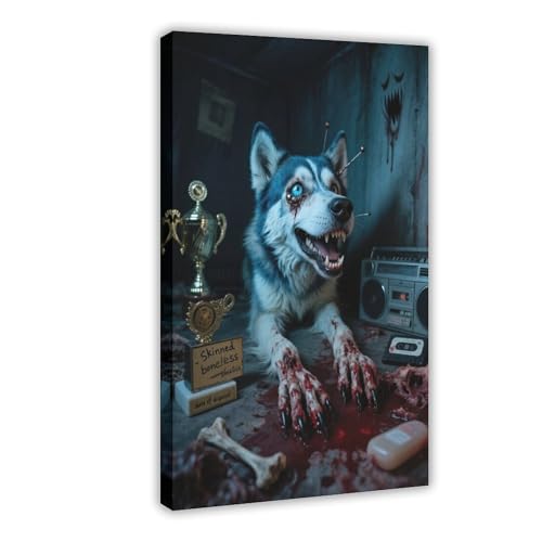 VBQHIR Poster auf Leinwand, Motiv: Huskies Mutate Into Terrifying (2), 60 x 90 cm von VBQHIR