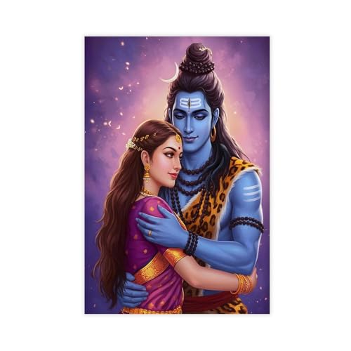 VBQHIR Poster von Lord Shiva, Parvati (1) Leinwand-Poster, Wandkunstdruck, Bild, Gemälde, 30 x 45 cm von VBQHIR