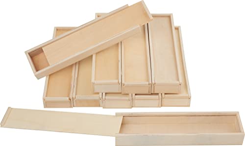 VBS Großhandelspackung 10er-Pack Holzboxen mit Schiebedeckel 20x5x2,5cm von VBS