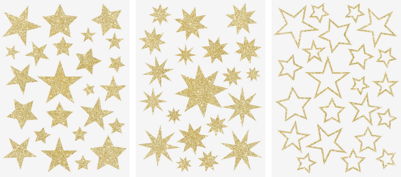 Fenstersticker Sterne, Heyda, Gold, 3 Bogen von Heyda