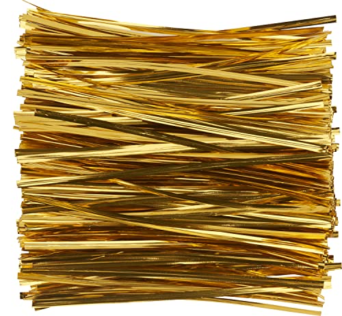 VBS Beutelverschluss-Streifen 15 cm 800 Stück Beutelverschluss 0.3 cm Draht Kunststoff Ganzjährig 800 Stk. Gold von VBS