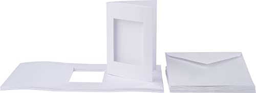 VBS 20er-Pack Passepartoutkarten Rechteck DIN A6 Weiß mit passende Umschläge Fotoalbum Einladungskarten Hochzeit von VBS