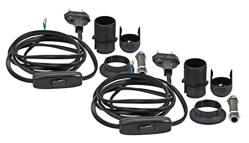 VBS 2er-Pack Lampenanschlusskabel-Set E14, schwarz Lampe Glühbirnenfassung von VBS