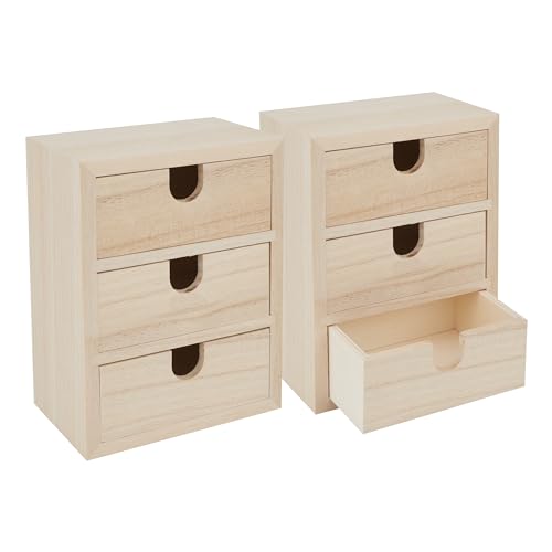 VBS 2er-Pack Mini-Schränkchen mit 3 Schüben 14,5x11,5x7cm Organizer Schubladenstystem Schubladenschrank von VBS