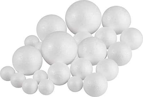VBS 2er-Pack Styroporkugeln 13-teilig Ø 4cm-10cm Weihnachtskugeln Styroporbälle DIY Heimwerken von VBS