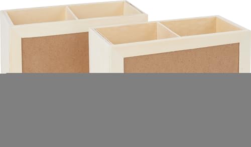 VBS 2er-Pack Utensilienbox Holz mit 2 Fächern 16x11x8cm Stifthalter Schreibtischorganizer Organizer von VBS