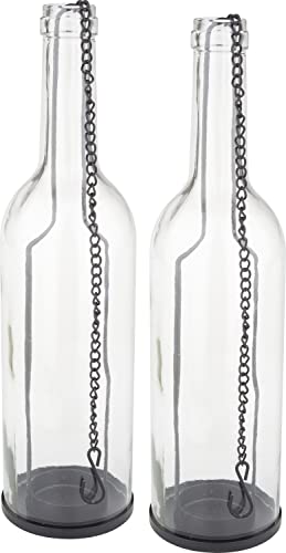 VBS 2er-Pack Windlicht-Flasche 29x7,5cm klarglas mit Hängekette Glasflasche Dekoflasche Tischdeko von VBS