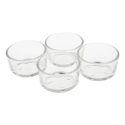 VBS 4er-Set Teelicht-Gläser klar Glas Weiß Teelichthalter Glasschälchen spülmaschinenfest von VBS