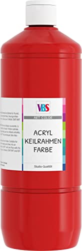 VBS Acrylfarbe für Keilrahmen, 1.000 ml, Malen auf Leinwand Farbe, Kadmiumrot von VBS