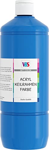 VBS Acrylfarbe für Keilrahmen, 1.000 ml, Malen auf Leinwand Farbe, Primärblau von VBS