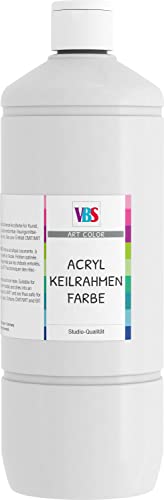 VBS Acrylfarbe für Keilrahmen, 1.000 ml, Malen auf Leinwand Farbe, Titanweiß von VBS