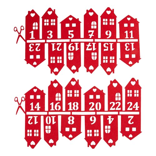 VBS Adventszahlen "Filz Häuser" 4x8,5cm Relief Optik Filz Adventszahlen Weihnachten Deko Zahlen von VBS