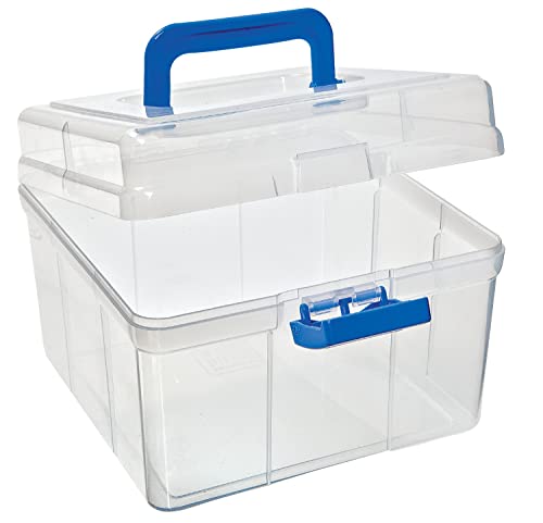 VBS Aufbewahrungsbox Koffer 21,5x21,5x15cm transparent Kunststoff verschließbar tragbar von VBS