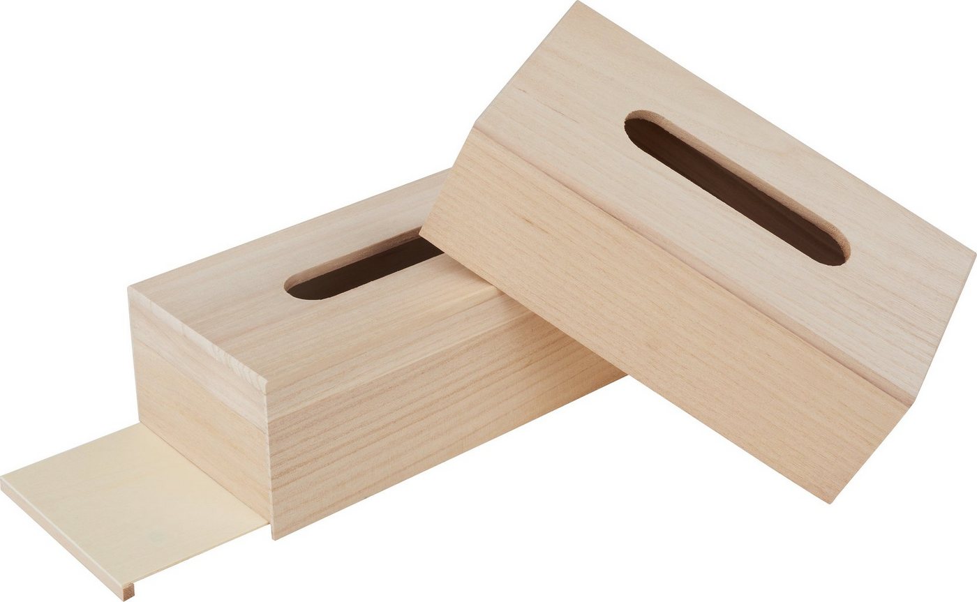 VBS Aufbewahrungsbox Taschentuchbox (4 St), 25,5 cm x 13 cm x 9 cm Rohholz 2er-Pack von VBS