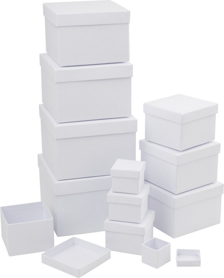 VBS XXL Aufbewahrungsdose Pappschachtel Quadrat Weiß, 12er-Set von VBS XXL